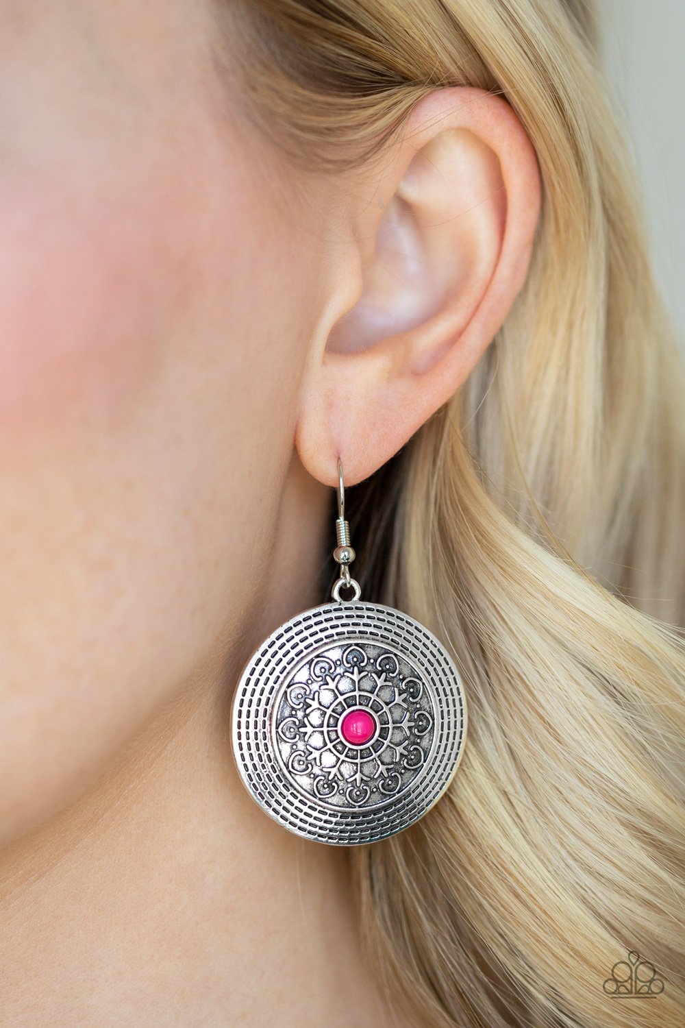Karma Drama-pink-Paparazzi earrings