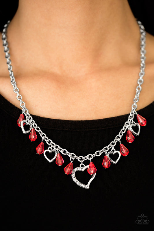 Keep Me in Your Heart - red - Paparazzi necklace