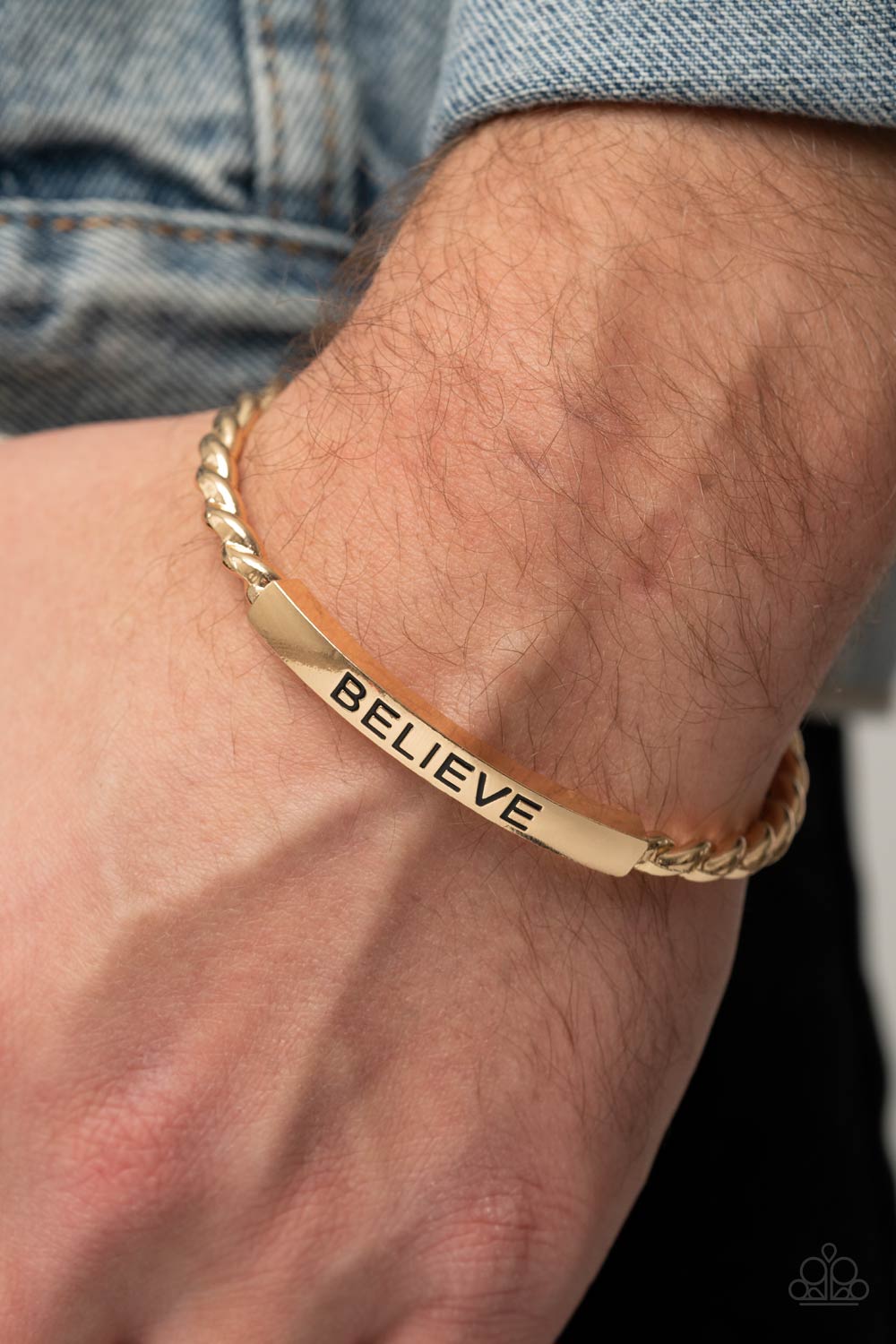 Keep Calm and Believe - gold - Paparazzi MENS bracelet