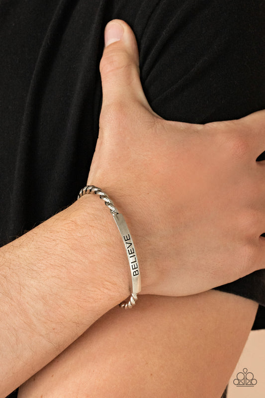 Keep Calm and Believe - silver - Paparazzi MENS bracelet