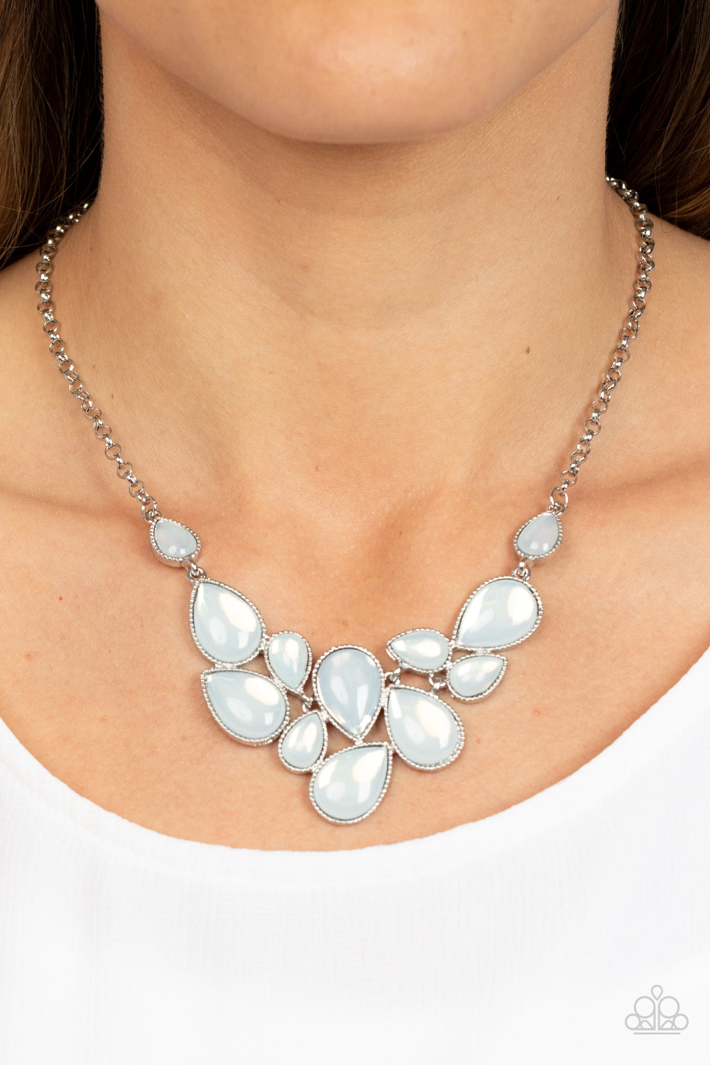 Targeted Tranquility - White & Silver Necklace - Paparazzi Accessories –  Bejeweled Accessories By Kristie