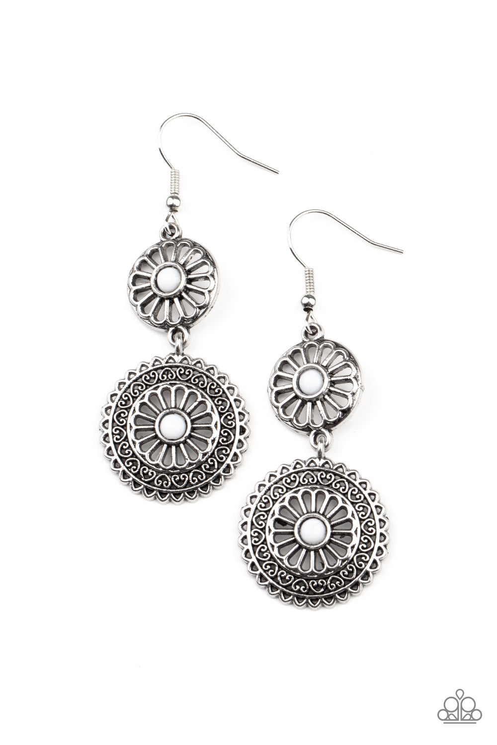 Keep It WHEEL - white - Paparazzi earrings