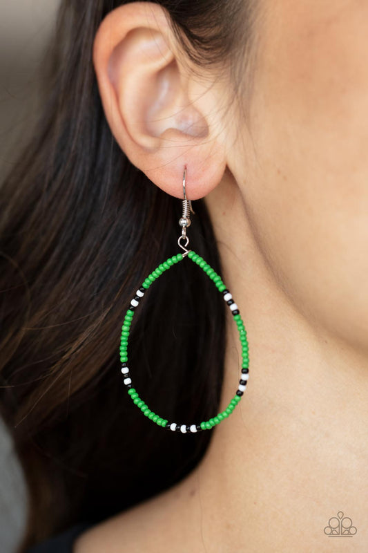 Keep Up The Good BEADWORK - green - Paparazzi earrings