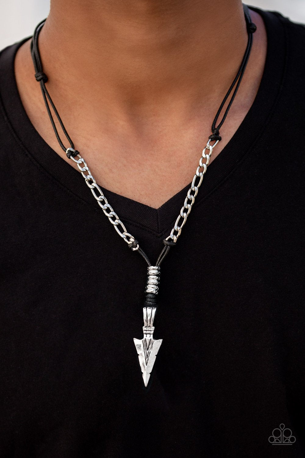 Keep Your ARROWHEAD Up-black-Paparazzi Mens Necklace