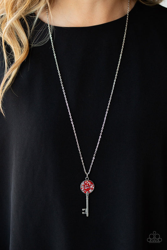 Key Keepsake-red-Paparazzi necklace