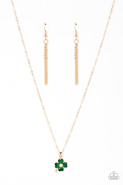 Kiss Me, I'm Irish - gold - Paparazzi necklace