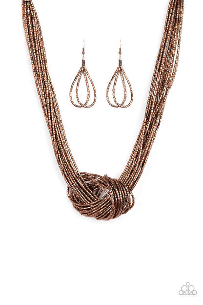 Knotted Knockout - copper - Paparazzi necklace