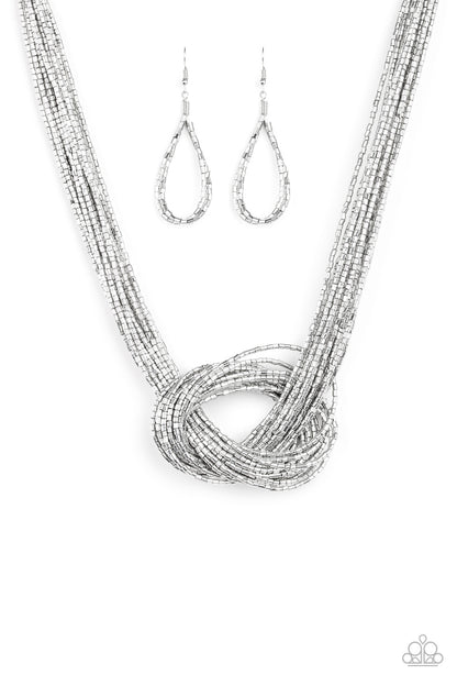 Knotted Knockout - silver - Paparazzi necklace