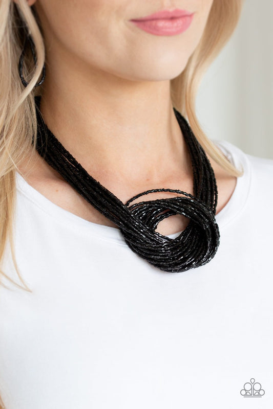 Knotted Knockout-black-Paparazzi necklace
