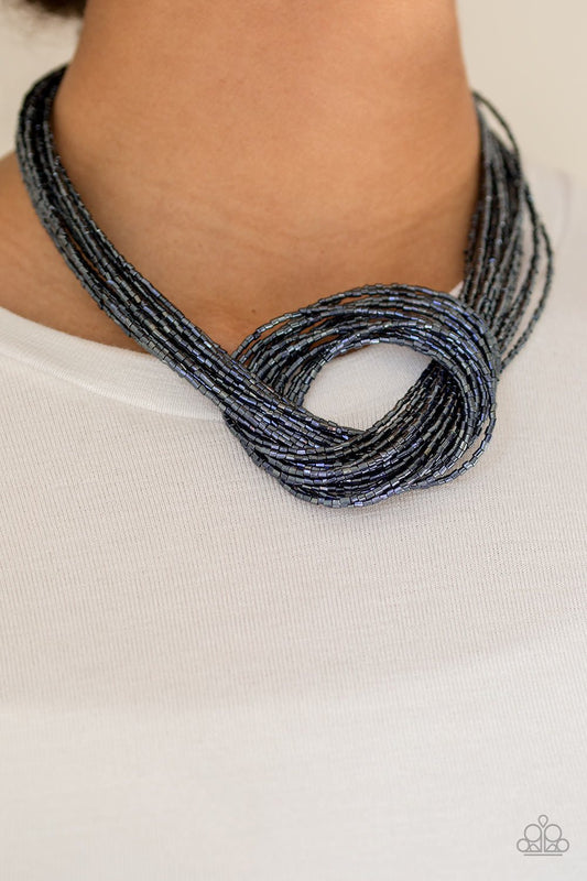 Knotted Knockout-blue-Paparazzi necklace