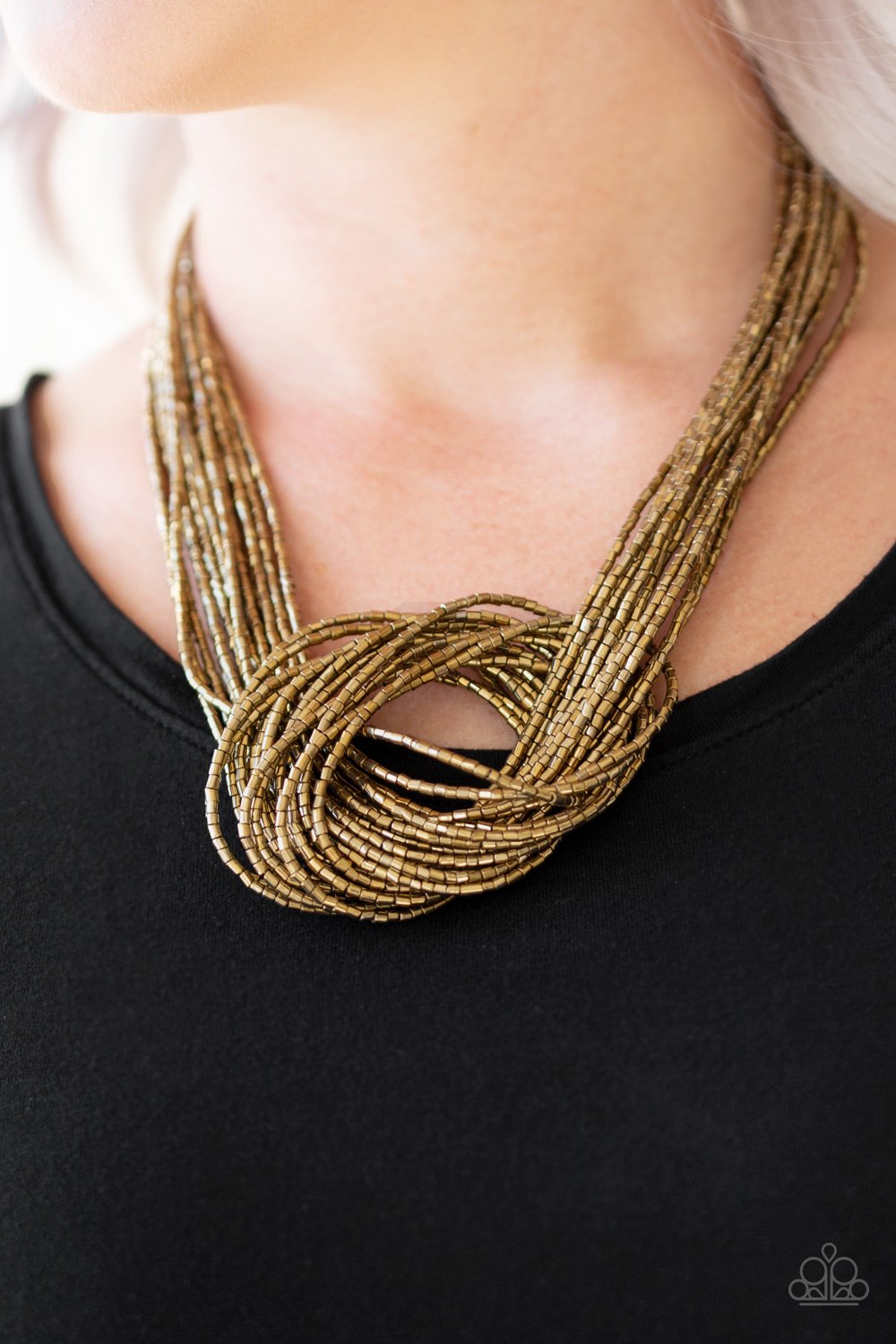 Knotted Knockout-brass-Paparazzi necklace