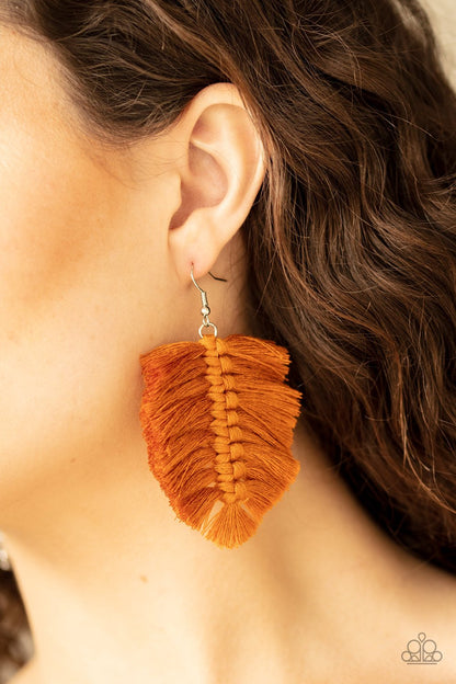 Knotted Native-brown-Paparazzi earrings