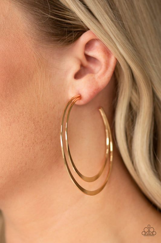 Last HOOP-rah-gold-Paparazzi earrings