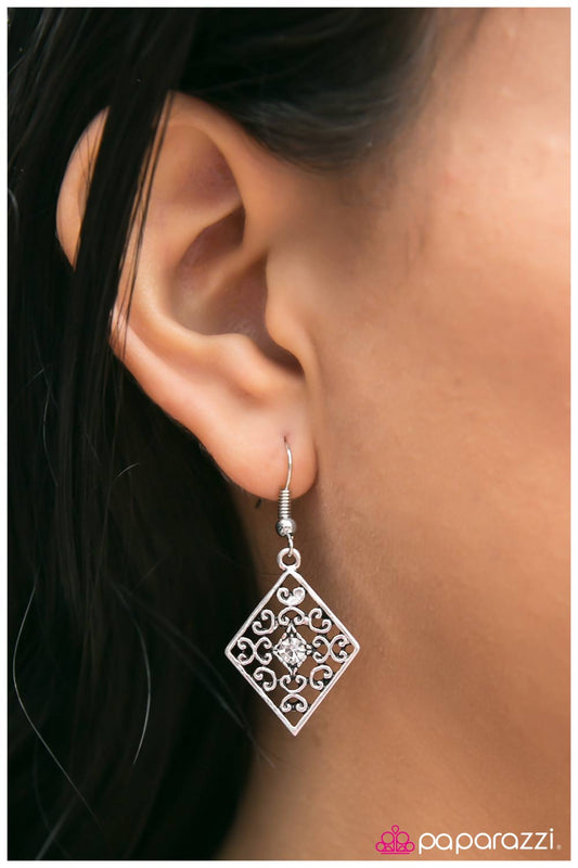 Late Night Rendezvous - white - Paparazzi earrings