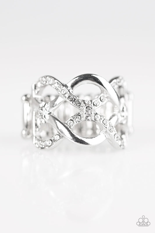 Lay On The Shimmer - White - Paparazzi ring