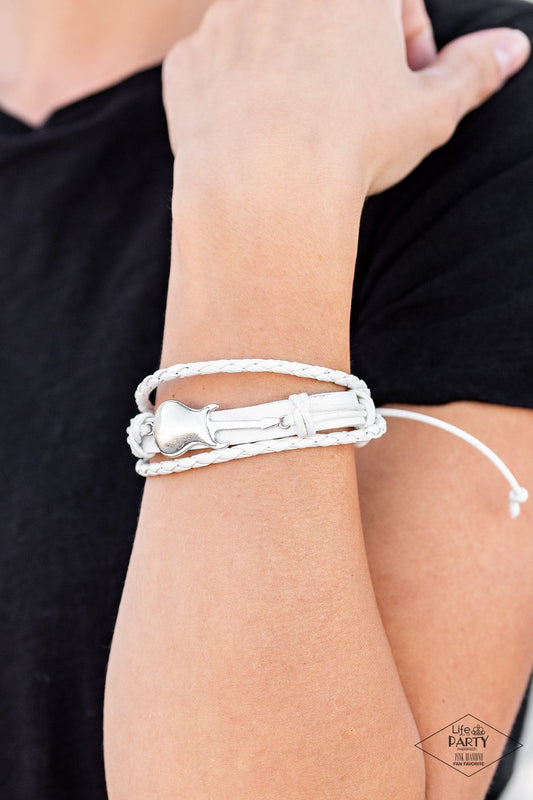 Lead Guitar-white-Paparazzi bracelet