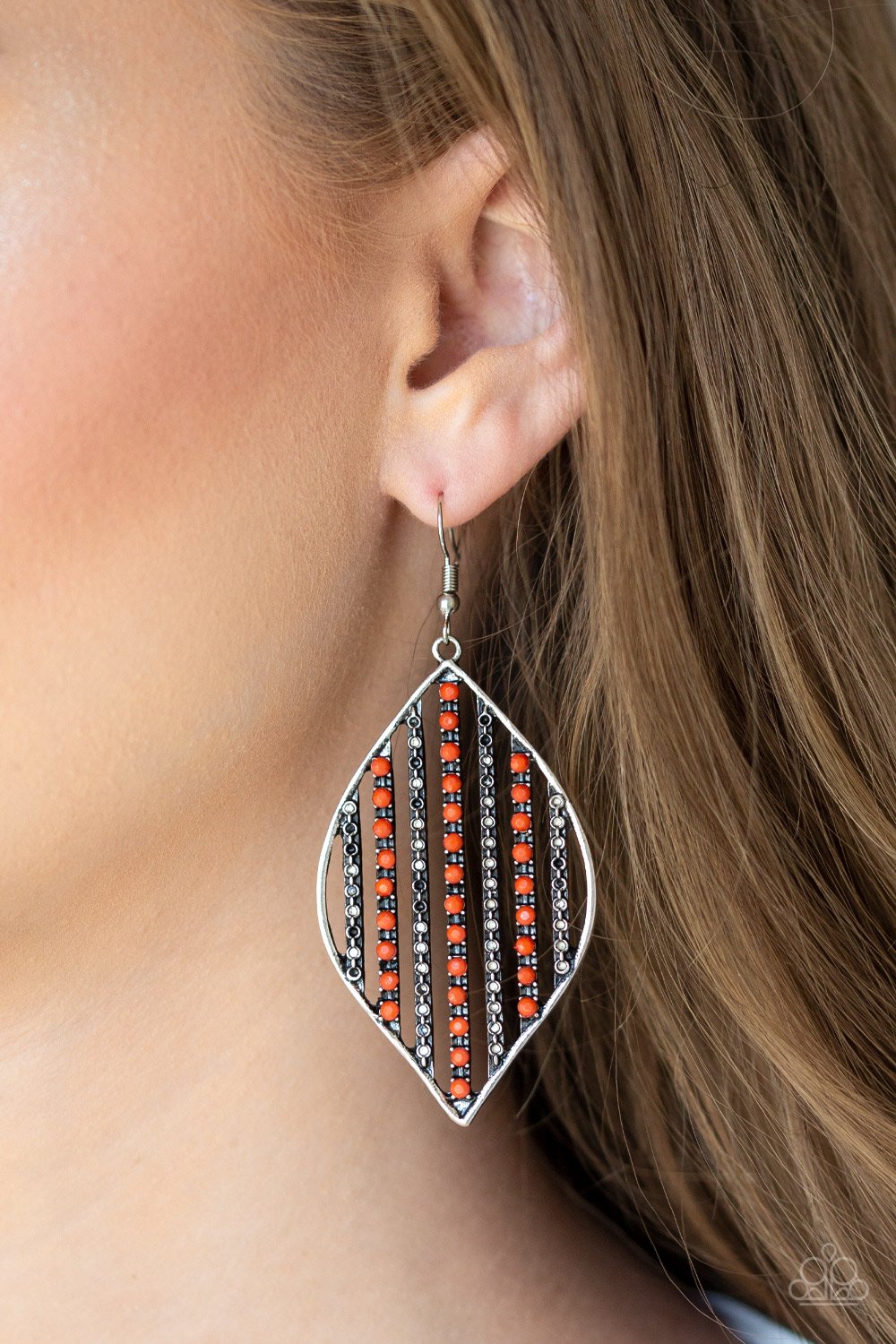 Leaf Motif - orange - Paparazzi earrings
