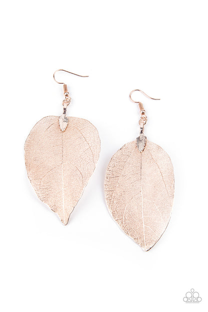 Leafy Legacy - rose gold - Paparazzi earrings