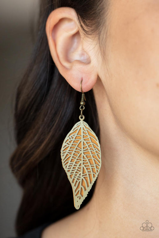 Leafy Luxury - brass - Paparazzi earrings