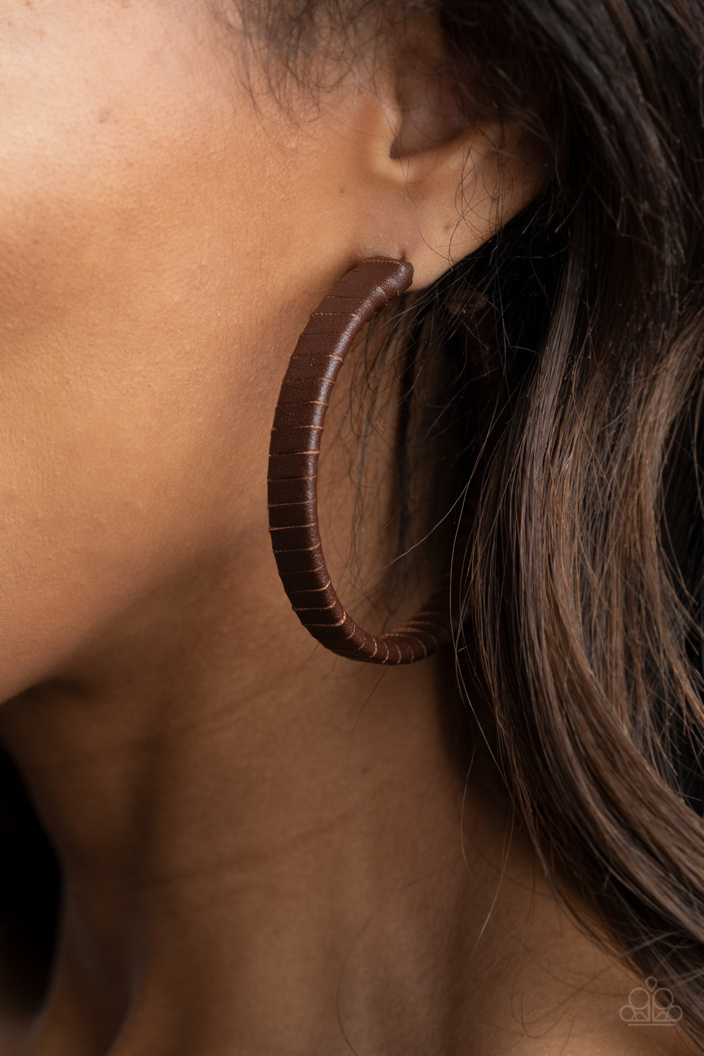 Leather-Clad Legend - brown - Paparazzi earrings