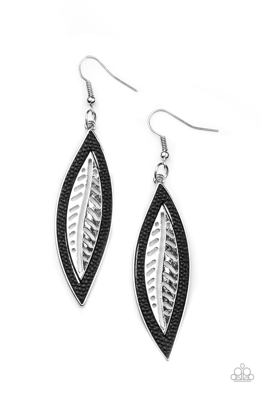 Leather Lagoon - black - Paparazzi earrings