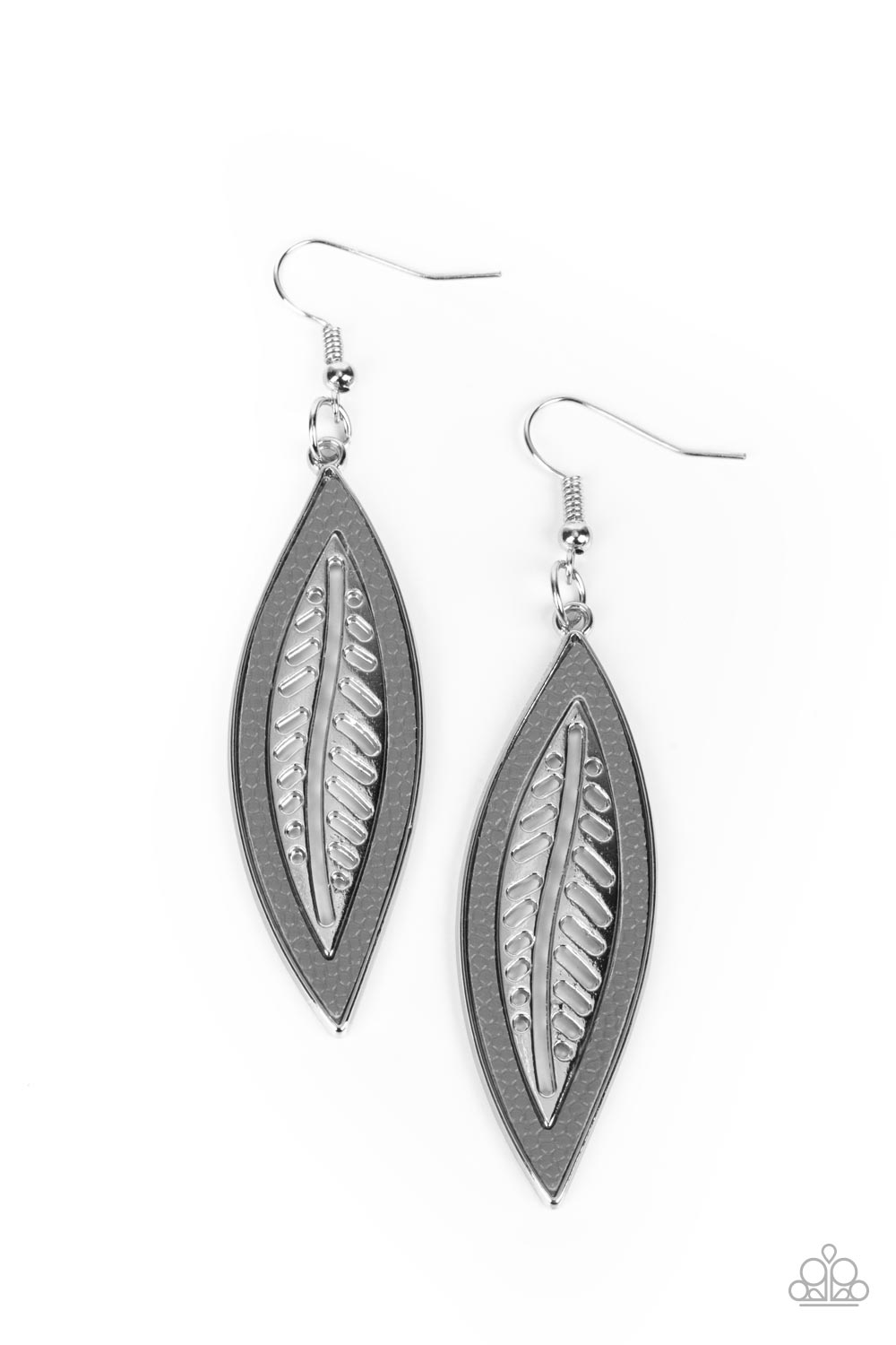 Leather Lagoon - silver - Paparazzi earrings