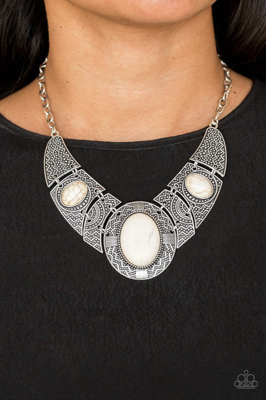 Leave Your Landmark-white-Paparazzi necklace