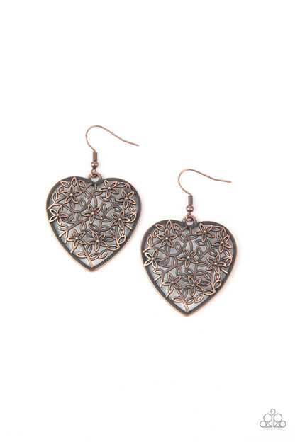 Let Your Heart Grow - copper - Paparazzi earrings