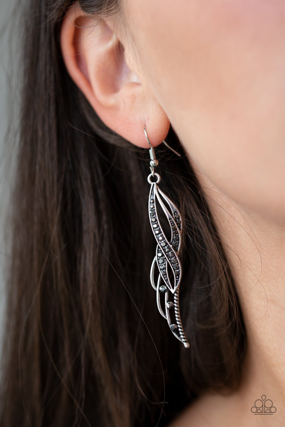 Let Down Your Wings-silver-Paparazzi earrings