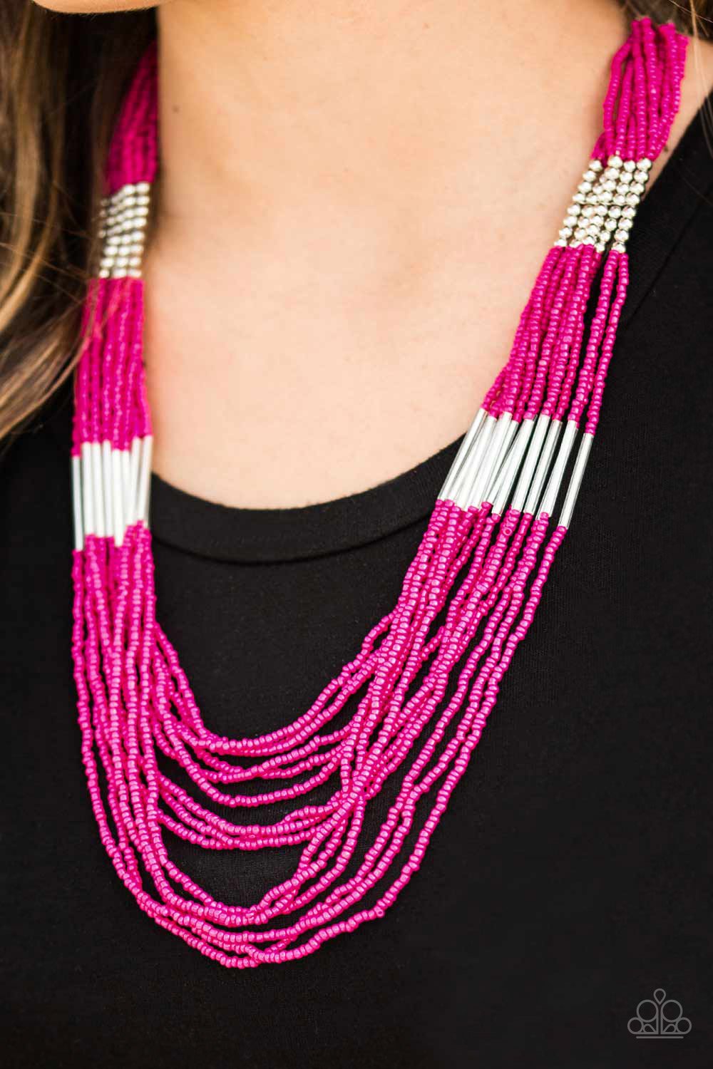 Let It BEAD-pink-Paparazzi necklace