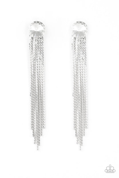 Level Up - white - Paparazzi earrings