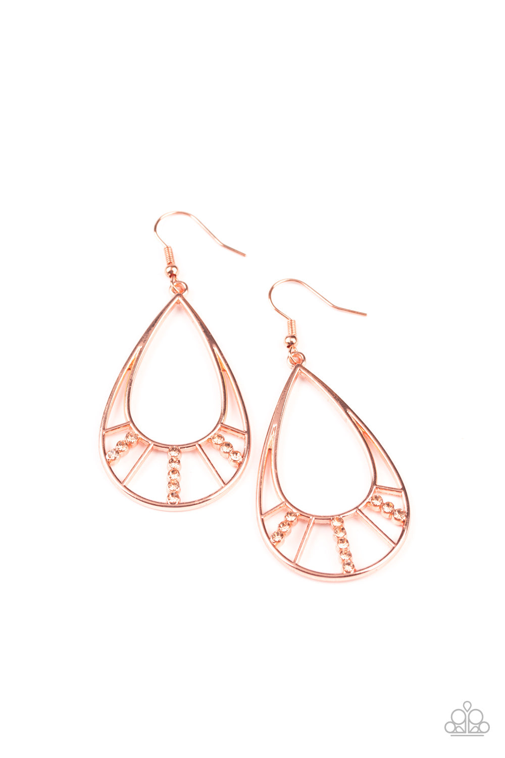 Line Crossing Sparkle - copper - Paparazzi earrings
