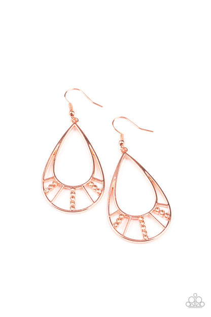 Line Crossing Sparkle - copper - Paparazzi earrings