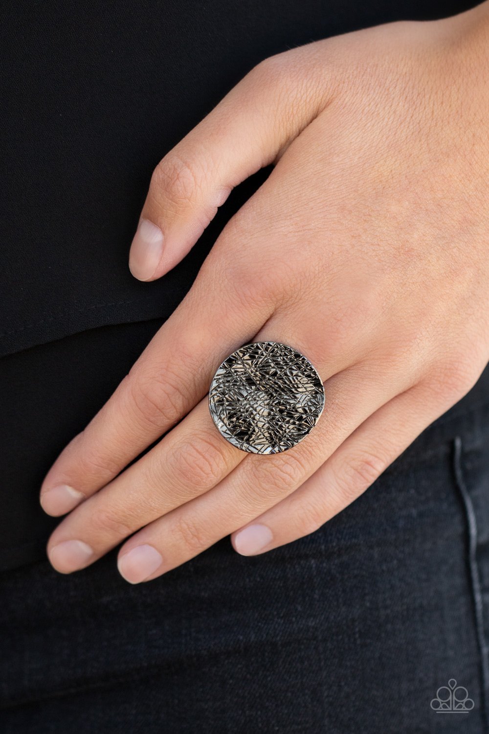 Lined Up-black-Paparazzi ring