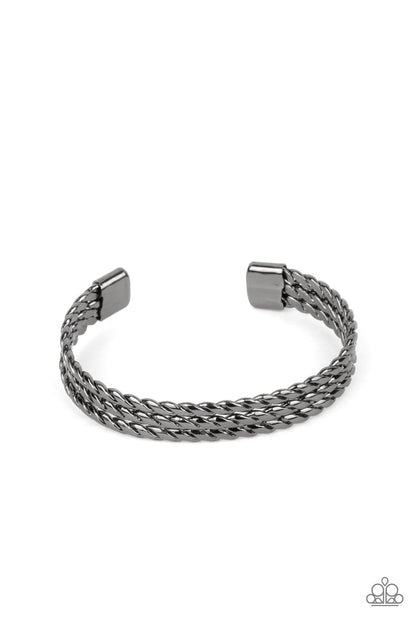 Line of Scrimmage - black - Paparazzi mens bracelet