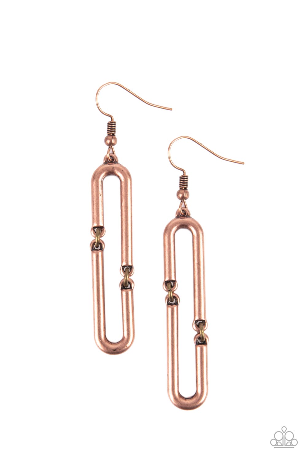 Linked and Synced - copper - Paparazzi earrings