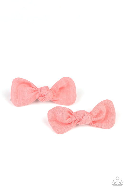 Little BOW Peep-orange-Paparazzi hair clips
