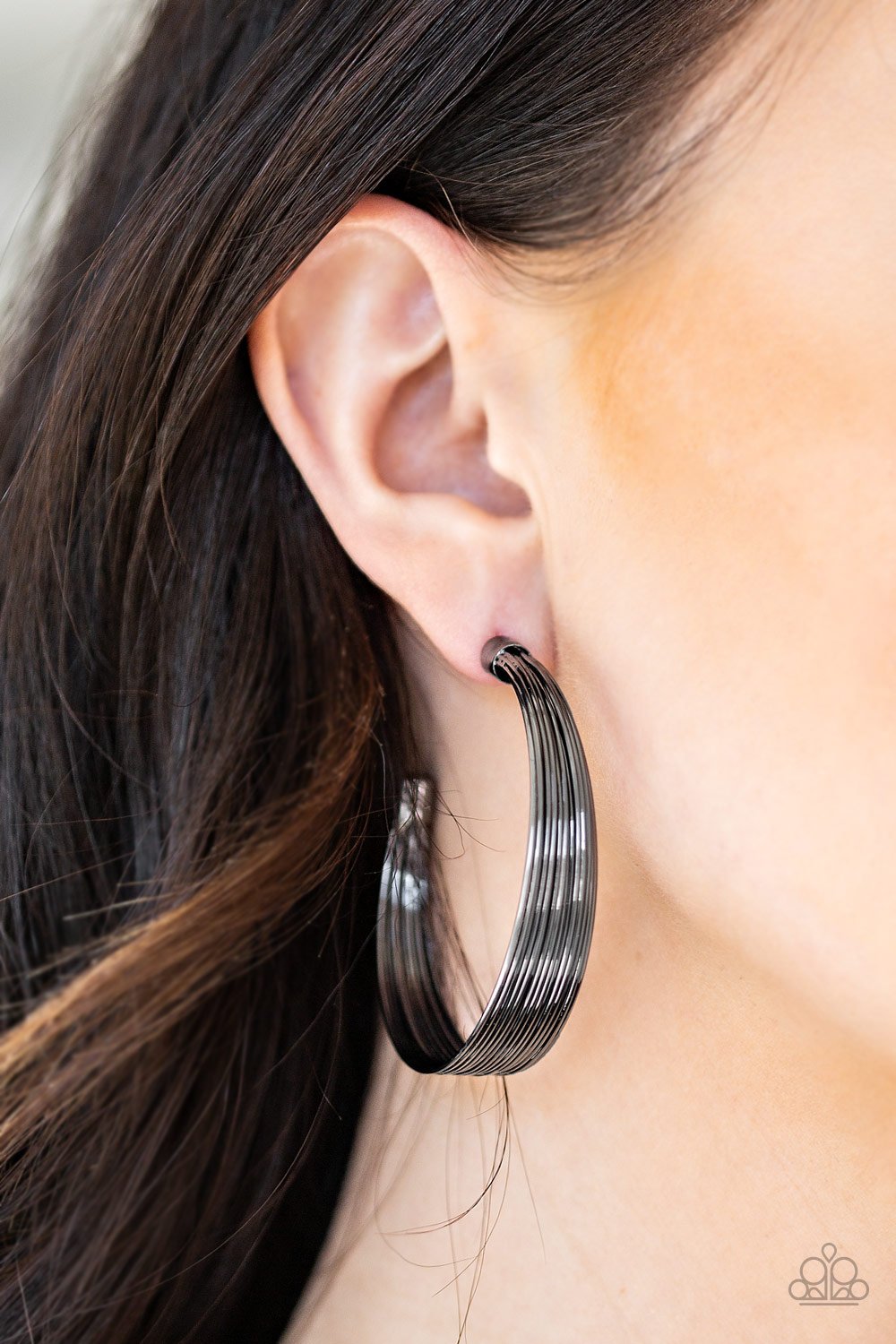 Live Wire-black-Paparazzi earrings