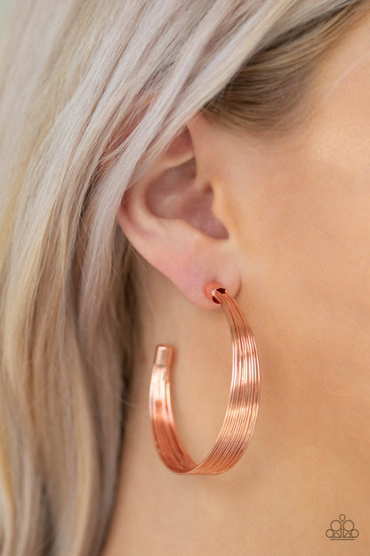 Live Wire-copper-Paparazzi earrings