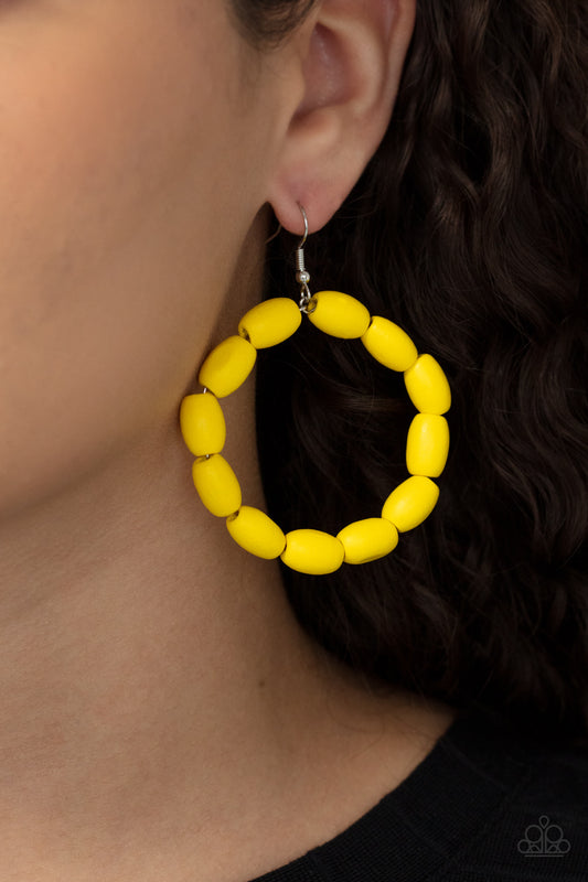 Living The WOOD Life - yellow - Paparazzi earrings