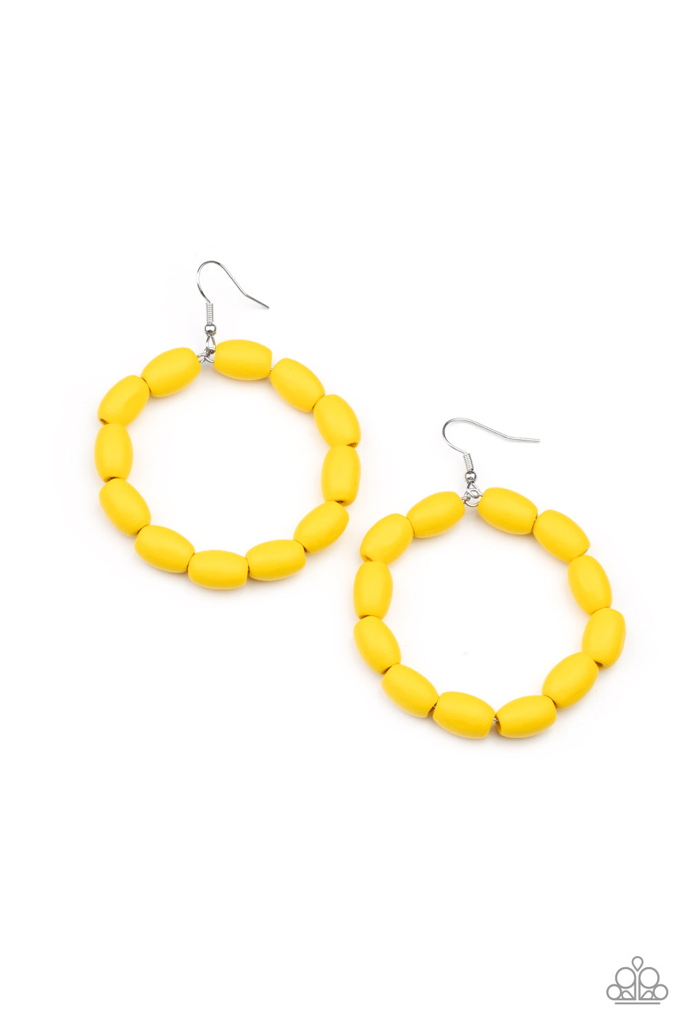 Living The WOOD Life - yellow - Paparazzi earrings