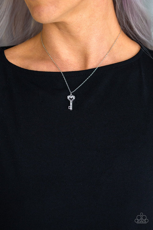 Lock Up Your Valuables-white-Paparazzi necklace