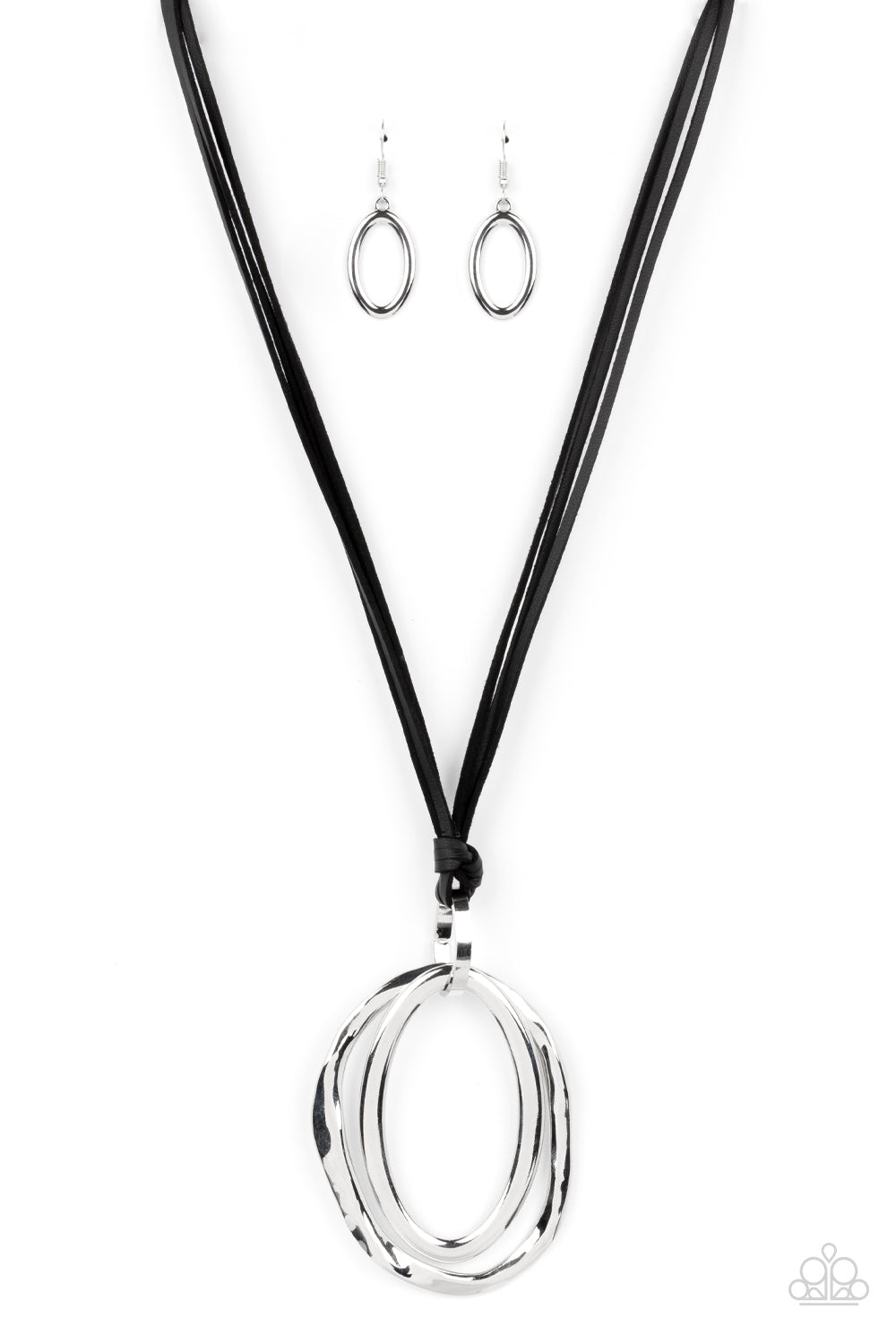 Long OVAL-due - black - Paparazzi necklace