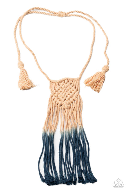 Look At MACRAME Now - blue - Paparazzi necklace