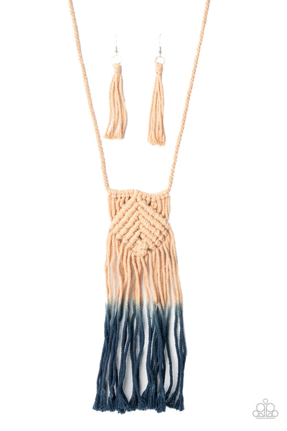 Look At MACRAME Now - blue - Paparazzi necklace