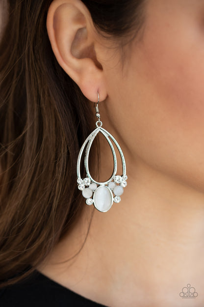 Look Into My Crystal Ball - white - Paparazzi earrings