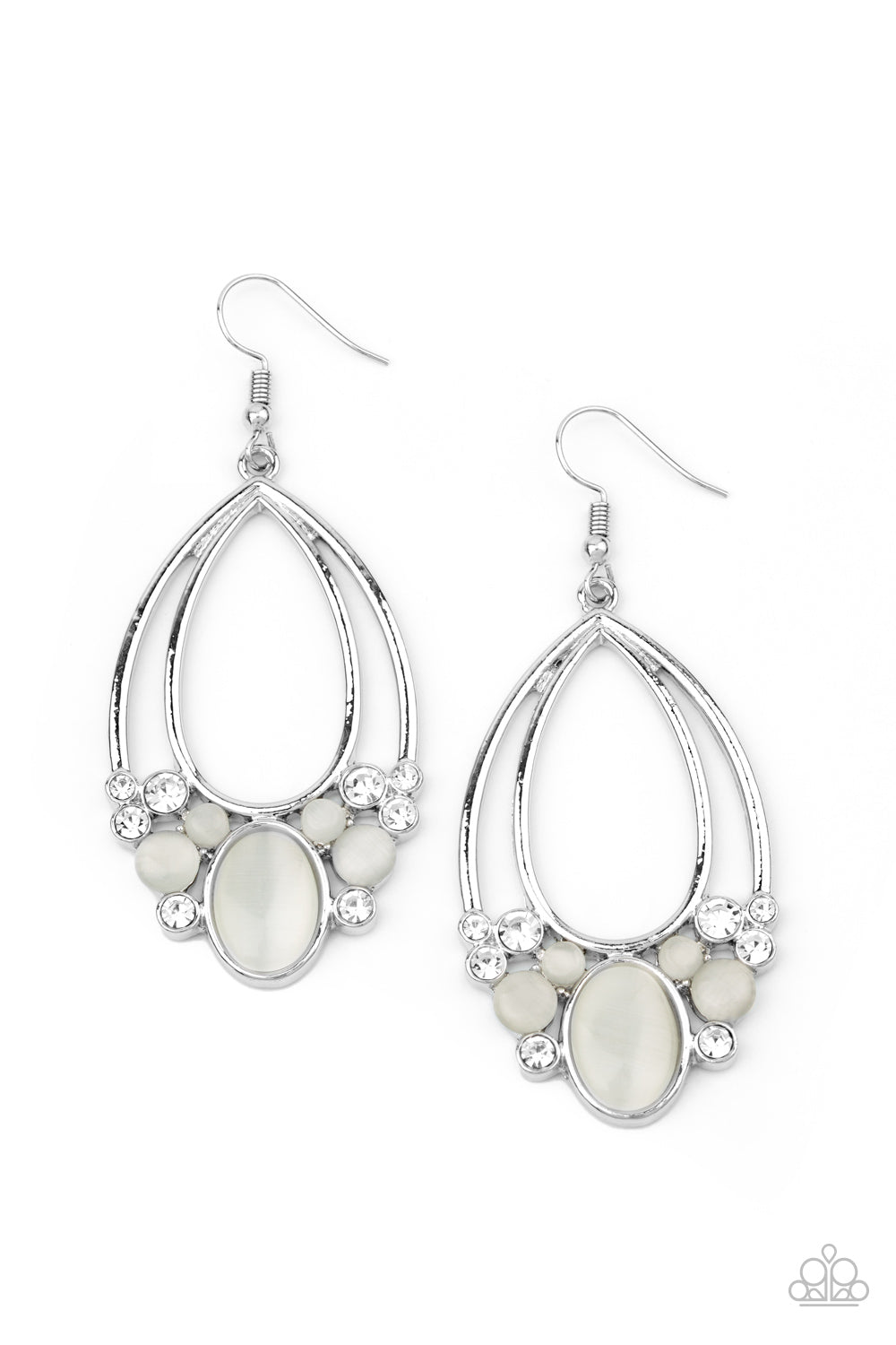 Look Into My Crystal Ball - white - Paparazzi earrings