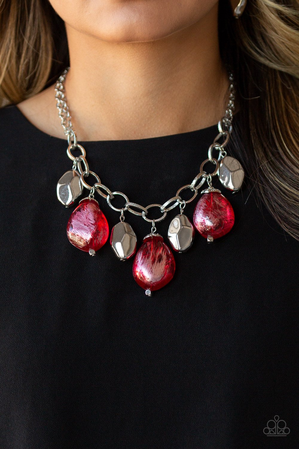 Looking Glass Glamorous-red-Paparazzi necklace