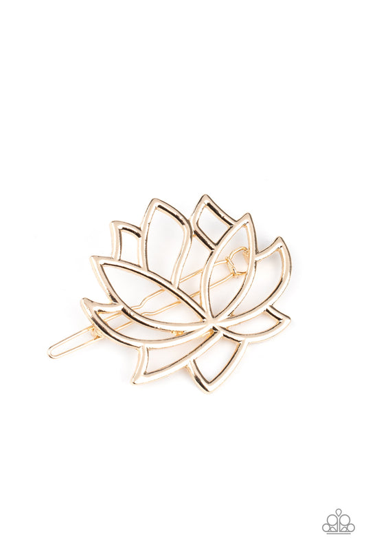 Lotus Pools - gold - Paparazzi hair clip
