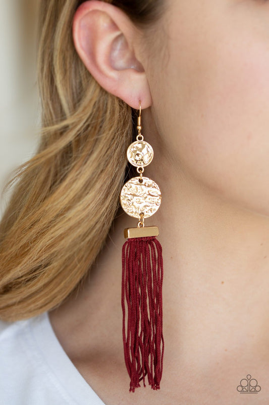 Lotus Gardens-red-Paparazzi earrings